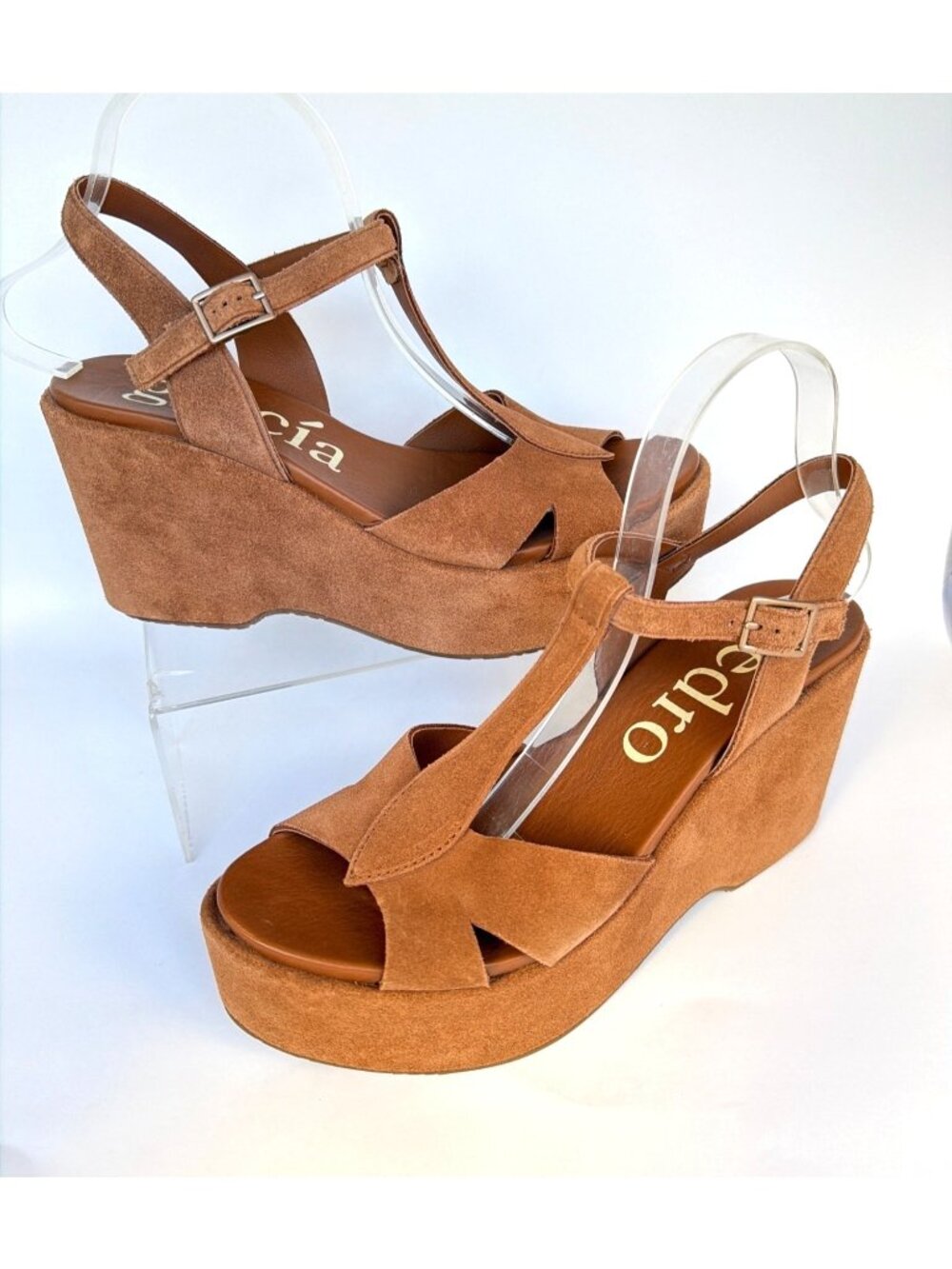 Pedro Garcia Domiel Spice Castoro Brown Platforms Suede Leather Sandals Size 41